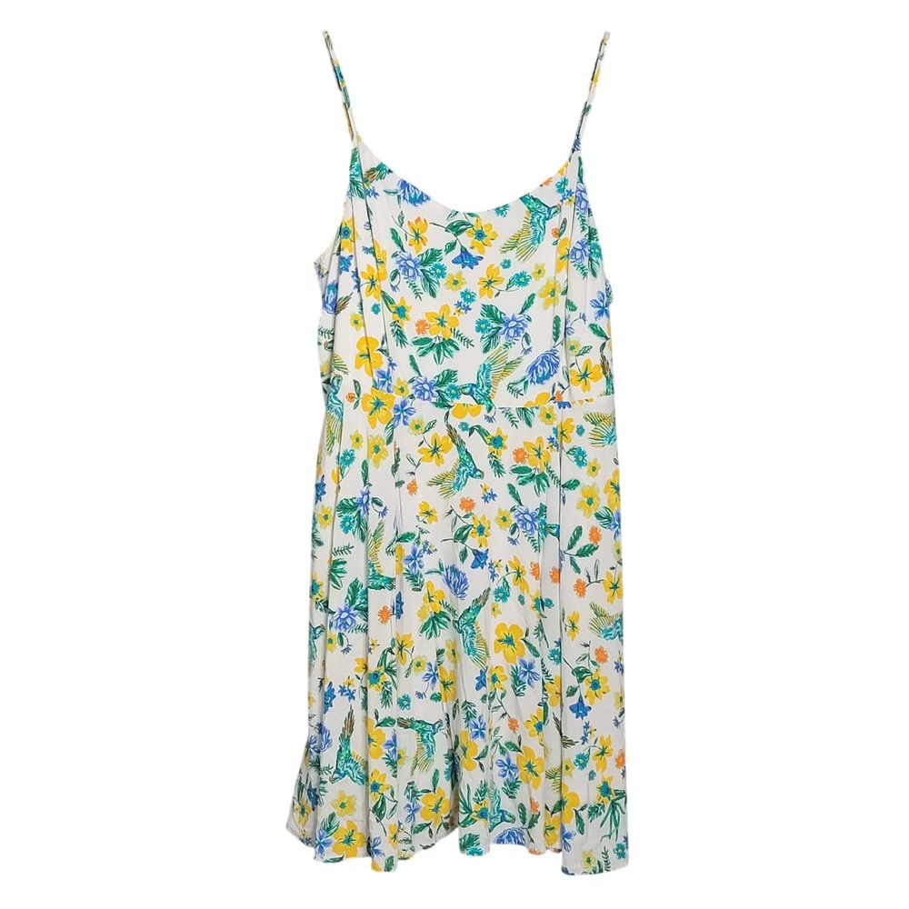 Old‎ Navy Floral Cami Dress Womens XL White Hummingbird Print Smocked Back